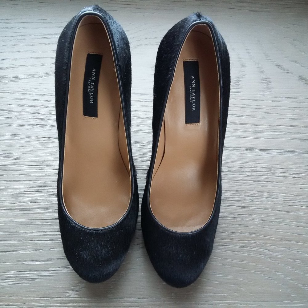 Ann Taylor Black Calf Hair Heels